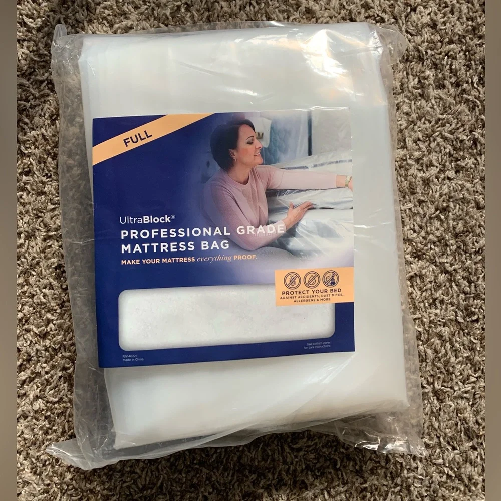 UltraBlock Mattress Bag: Heavy Duty Puncture Resistant Bag (Size Full, Unopened)